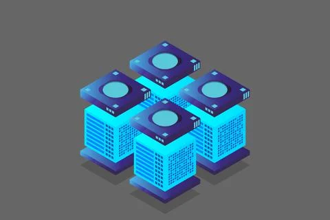 Concept of big data processing energy station of future server room rack data Stockillustratie