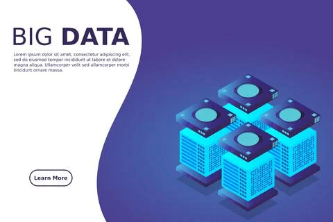 Concept of big data processing energy station of future server room rack data Stockillustratie