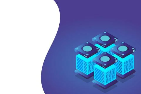 Concept of big data processing energy station of future server room rack data Stock Illustration