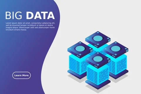 Concept of big data processing energy station of future server room rack data Stock Illustration