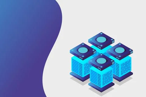 Concept of big data processing energy station of future server room rack data Stockillustratie