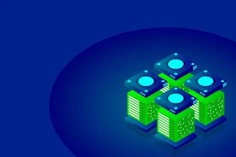 Concept of big data processing energy station of future server room rack data Stock Illustration