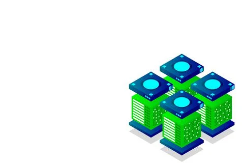 Concept of big data processing energy station of future server room rack data Stock Illustration