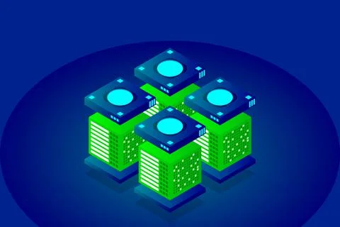 Concept of big data processing energy station of future server room rack data Stock Illustration