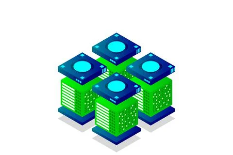 Concept of big data processing energy station of future server room rack data Stock Illustration
