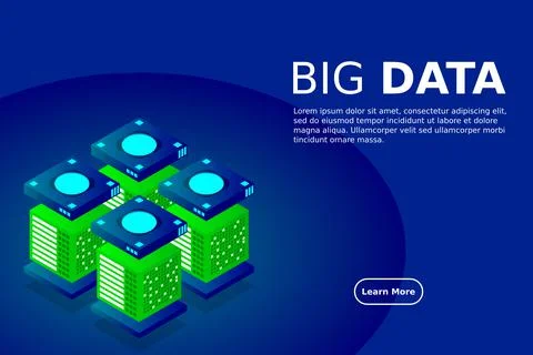 Concept of big data processing energy station of future server room rack data Stockillustratie