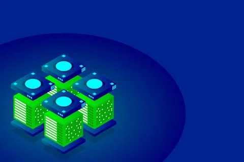 Concept of big data processing energy station of future server room rack data Stock Illustration