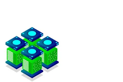 Concept of big data processing energy station of future server room rack data Stockillustratie