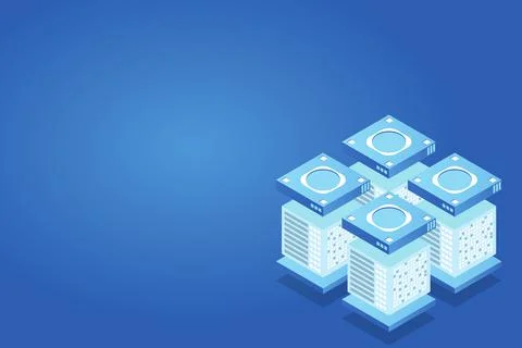 Concept of big data processing energy station of future server room rack data Stock Illustration