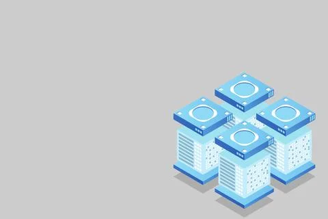 Concept of big data processing energy station of future server room rack data Stock Illustration