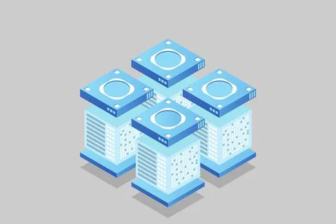 Concept of big data processing energy station of future server room rack data Stock Illustration