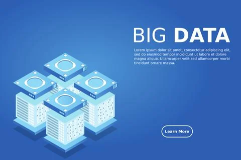 Concept of big data processing energy station of future server room rack data Stock Illustration