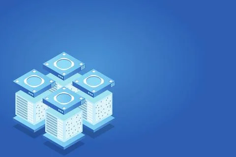 Concept of big data processing energy station of future server room rack data Stock Illustration