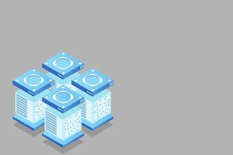 Concept of big data processing energy station of future server room rack data Stock Illustration