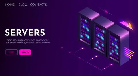 Concept of big data storage, server room database and data center. Stock Illustration