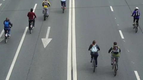 Concept bike and a healthy lifestyle. Tens of thousands of people on Bicycle Stock Footage