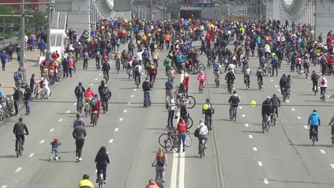 Concept bike and a healthy lifestyle. Tens of thousands of people on Bicycle Stock Footage