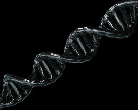 Concept of biochemistry with dna molecule on black background Stock Illustration
