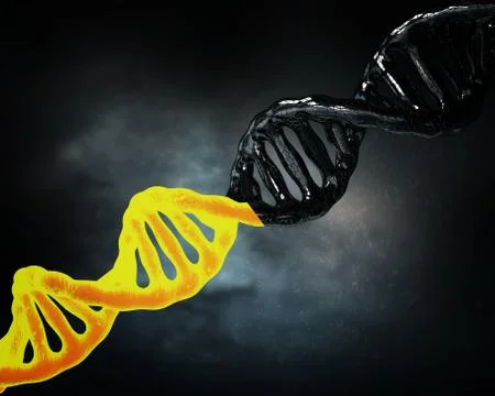 Concept of biochemistry with dna molecule on blue background Stock Illustration