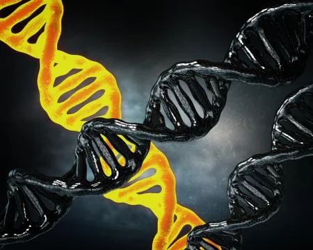 Concept of biochemistry with dna molecule on blue background Stock Illustration
