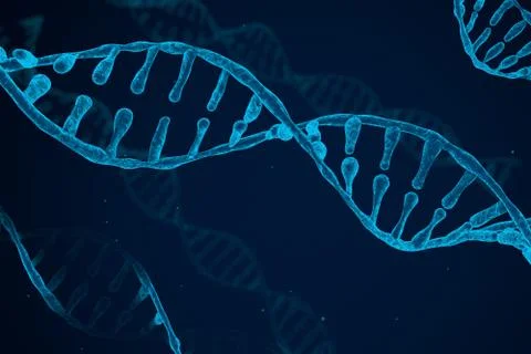 Concept of biochemistry with dna molecule on blue background Stock Illustration