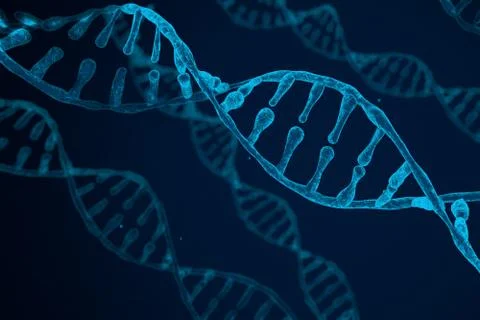 Concept of biochemistry with dna molecule on blue background Stock Illustration