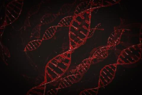 Concept of biochemistry with dna molecule on dark background Stock Illustration