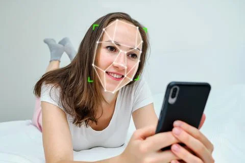 Concept biometric technology for face and eye recognition and identification  Stockfoto's