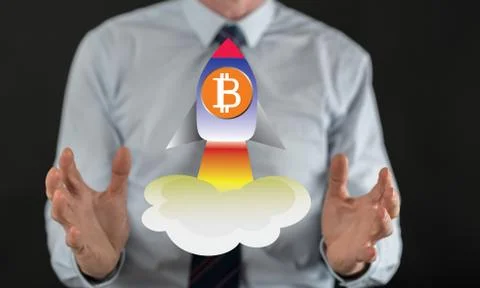 Concept of bitcoin rise 스톡 사진