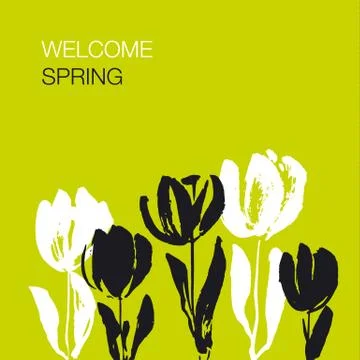 Concept black ink splash vector illustration with tulip flower. Hand drawn fl Stockillustratie