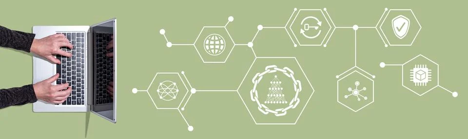 Concept of blockchain 写真素材