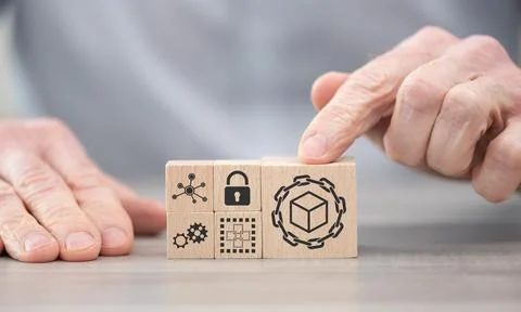 Concept of blockchain 스톡 사진