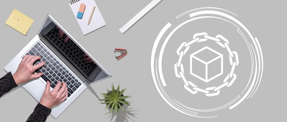 Concept of blockchain Stockfoto's
