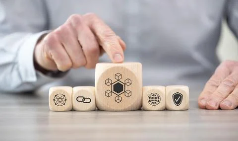Concept of blockchain Stockfoto's