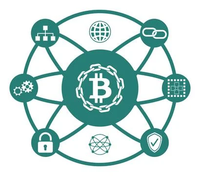 Concept of blockchain Stockfoto's