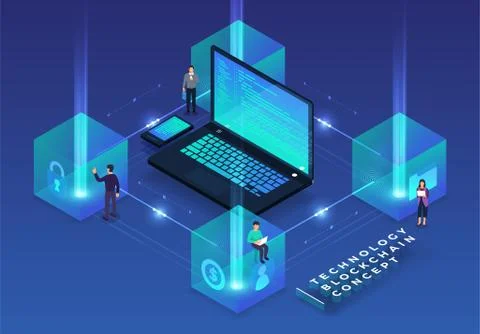 COncept Blockchain Technology Stock Illustration