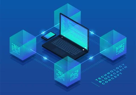 COncept Blockchain Technology Stock Illustration