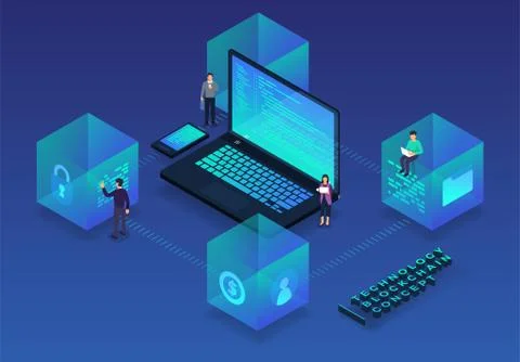 COncept Blockchain Technology Stock Illustration