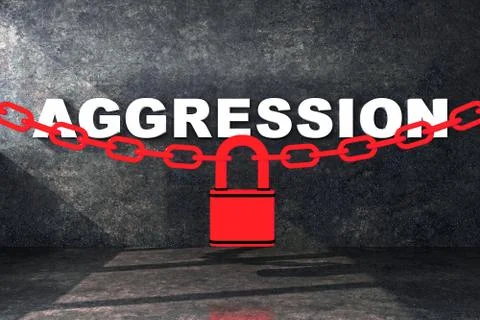 Concept of blocking aggression by chain with lock Stock Illustration