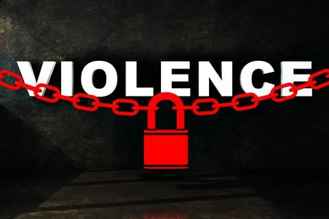Concept of blocking violence by chain with lock Stock Illustration