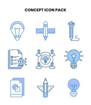 Concept Blue Bundle Icons Pack Stock Illustration