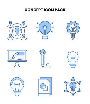 Concept Blue Design Icons Pack Stock Illustration