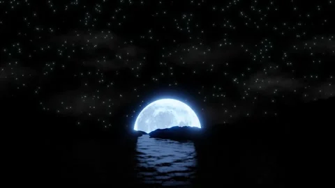 Concept of blue full moon moonrise moonse Stock Footage 252353631