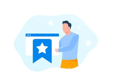 Concept of bookmarking favorite website, saving popular webpage. Add to Stock Illustration