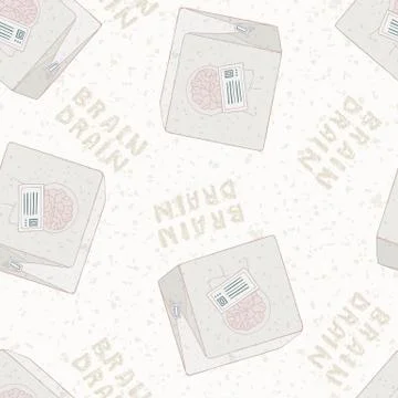 The concept of brain drain. Seamless pattern background intellect box. Sendin Stock Illustration