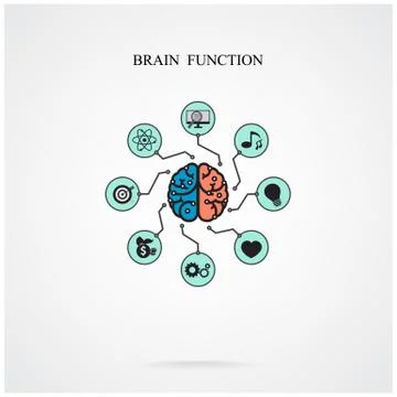 Concept of brain function for education and science, business sign. Stock Illustration