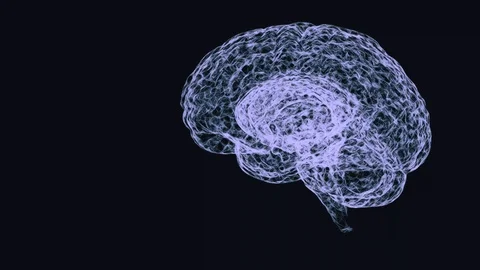 Concept for brain functions and activity. Brain hologram floats in space Stock Footage 121816922