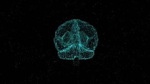 Concept for brain functions and activity. Brain hologram floats in space, each Stock Footage 121819811