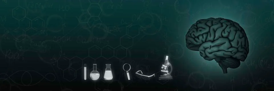 The concept of the brain. laboratory, glasses, microscope, flask, tests イラスト素材