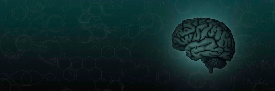 The concept of the brain. laboratory, glasses, microscope, flask, tests Illustrazione stock
